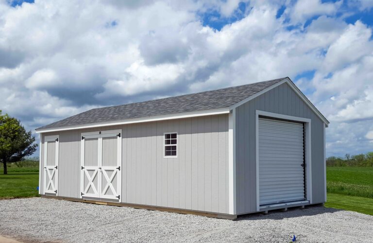 12x24 garage shed with rollup door