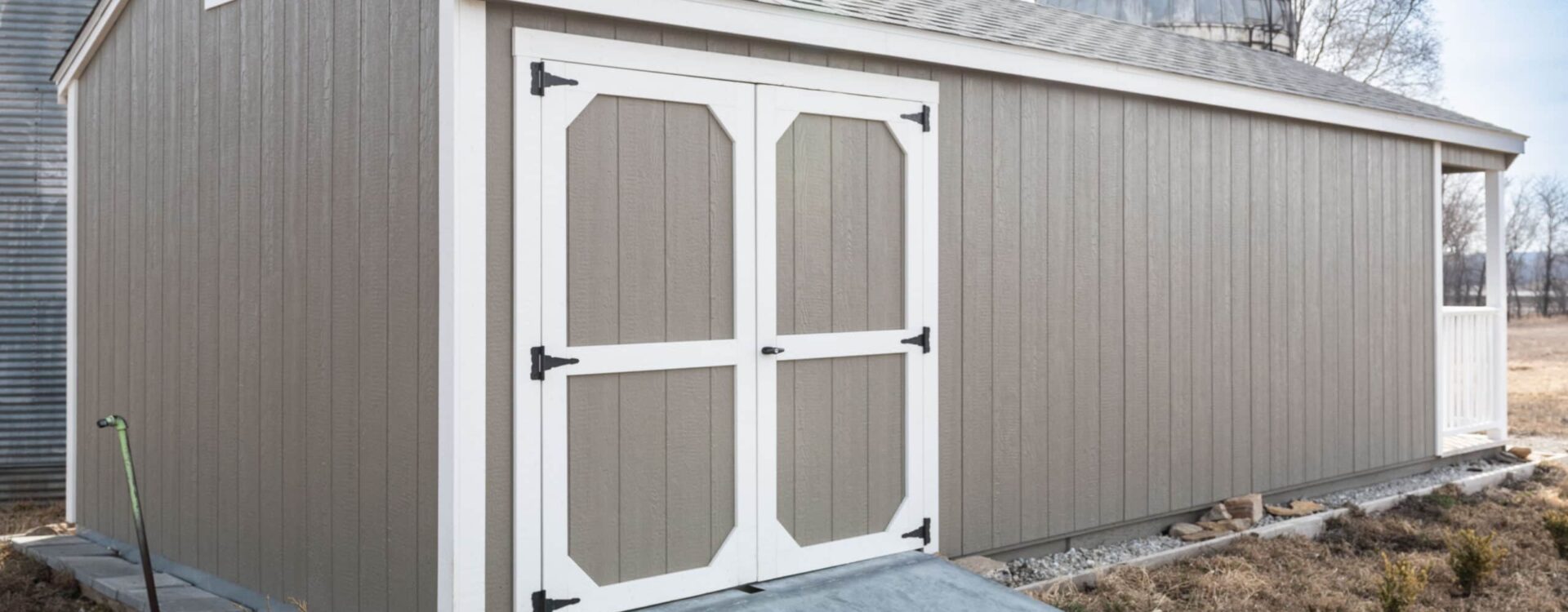 beautiful gable farm shed with porch