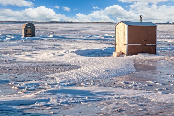 small ice fishing shed