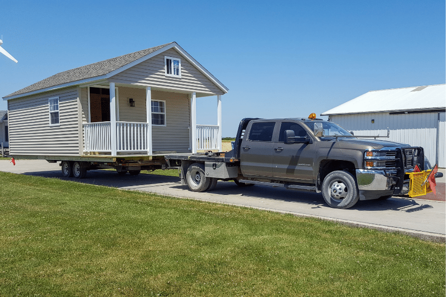 truck moving shed with porch