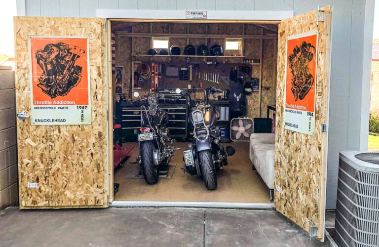 backyard motorcycle shed iowa