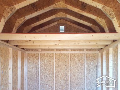 interior construction of a high barn storage shed