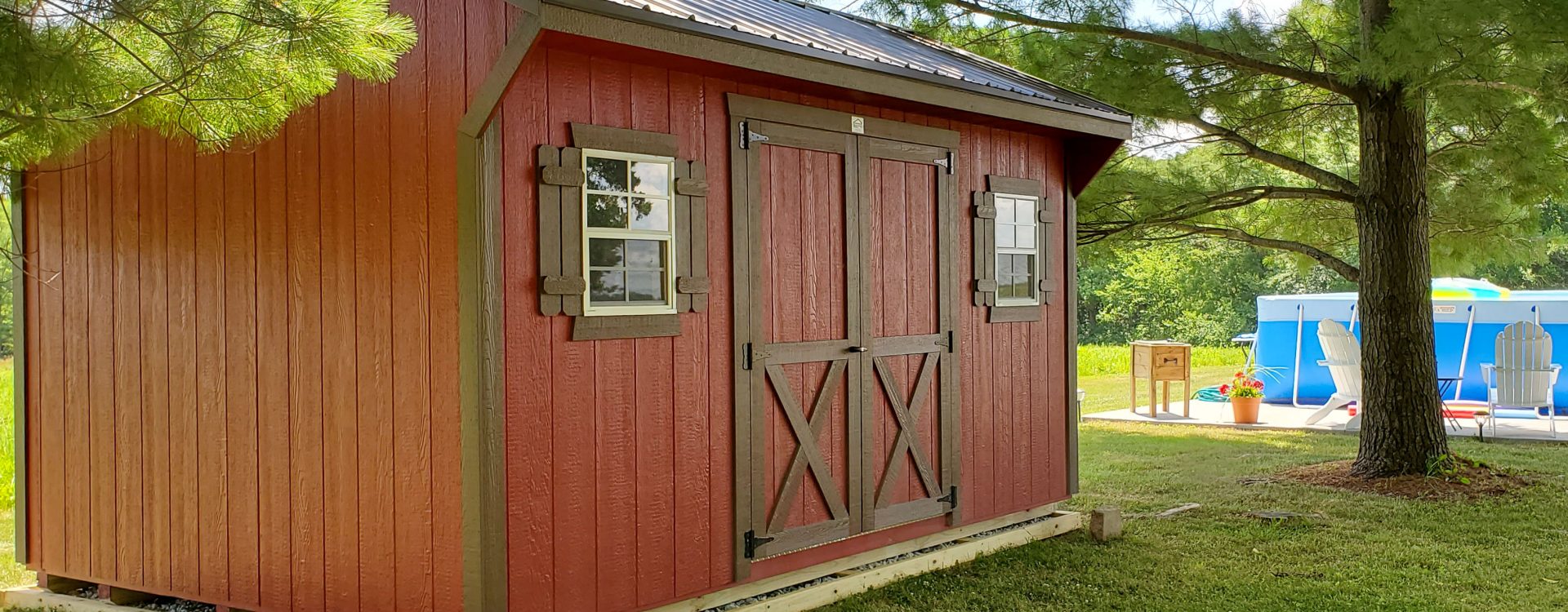 shed with overhang for backyard storage